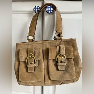 Coach beautiful tan suede hand bag